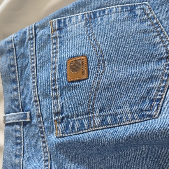 Men Carhartt Jeans Regular Fit Size 46 Light Blue Acid Wash RN# 14806 - Picture 11 of 12